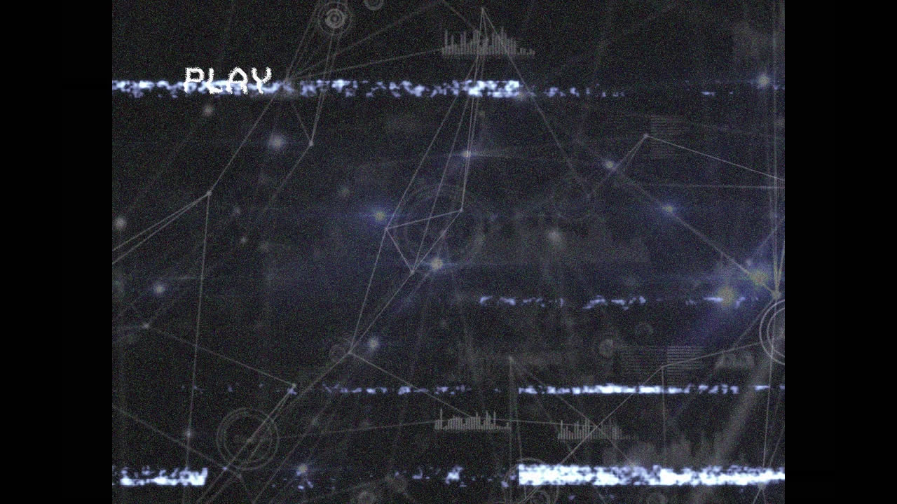 글리치와 연결 네트워크와 함께 화면에 디지털 인터페이스를 재생하는 애니메이션