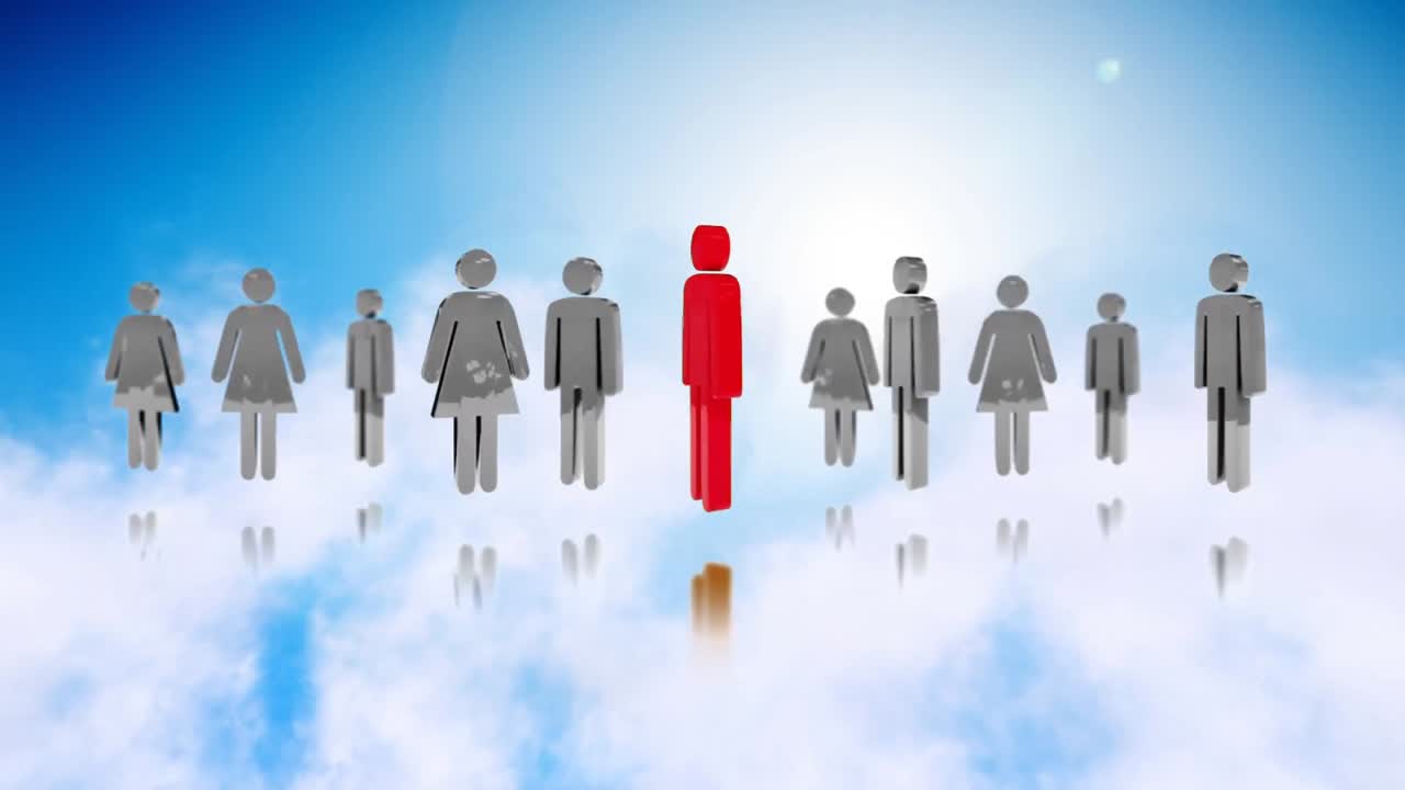 하늘에 남성과 여성의 아이콘