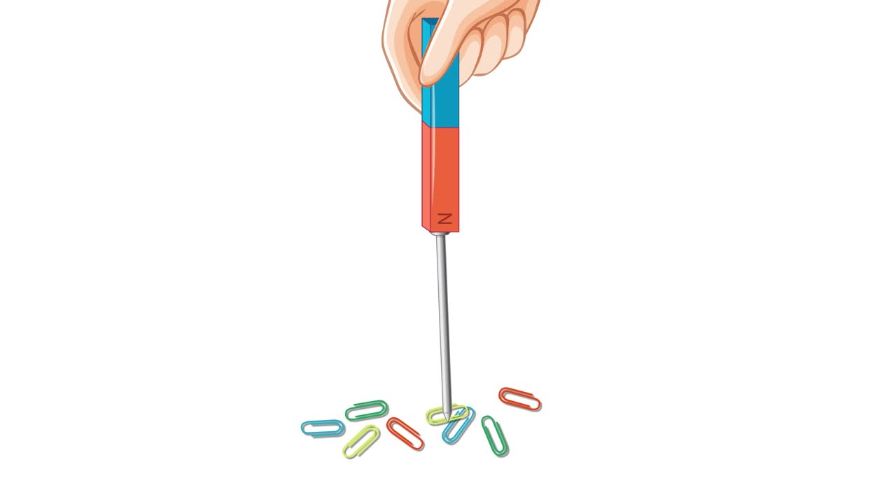 손의 자석이 다채로운 을 끌어당긴다.
