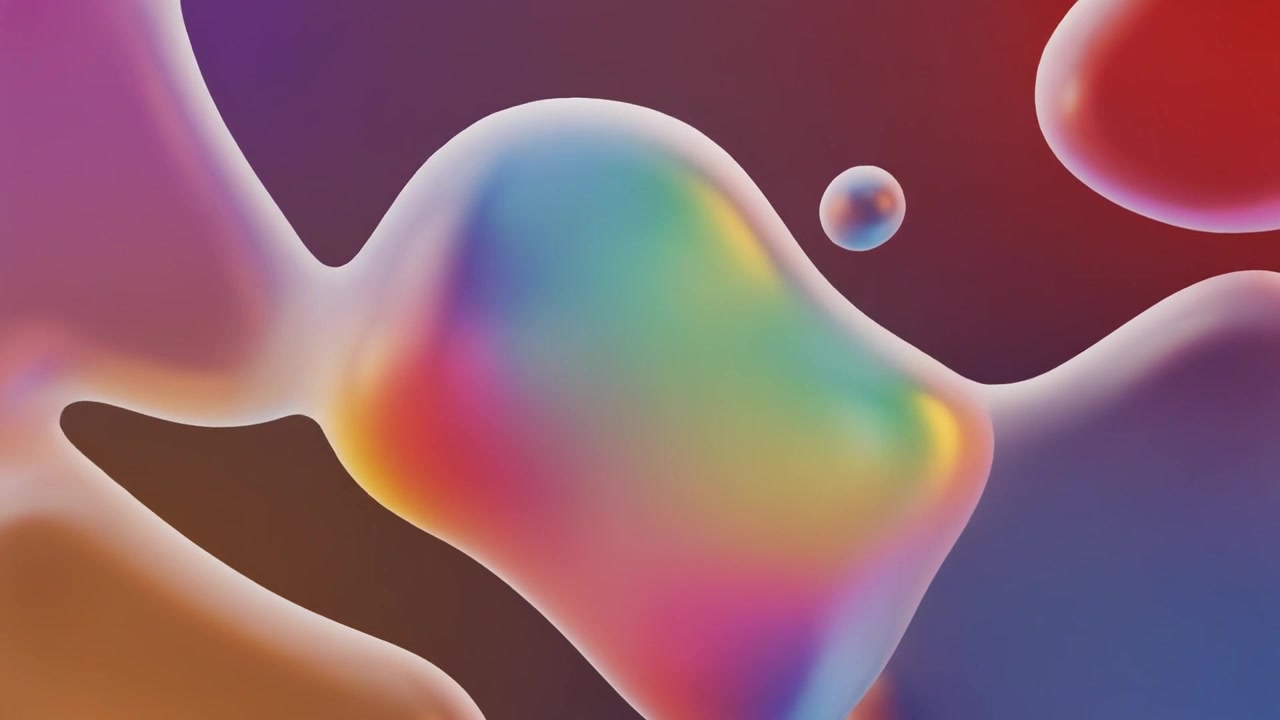 Sfondo animato astratto con forme liquide iridescenti fluttuanti