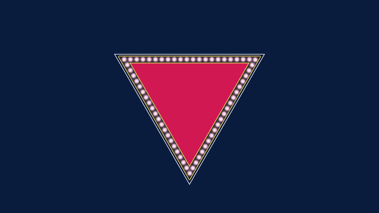 triángulo rojo retro con lámparas de luz en degradado azul