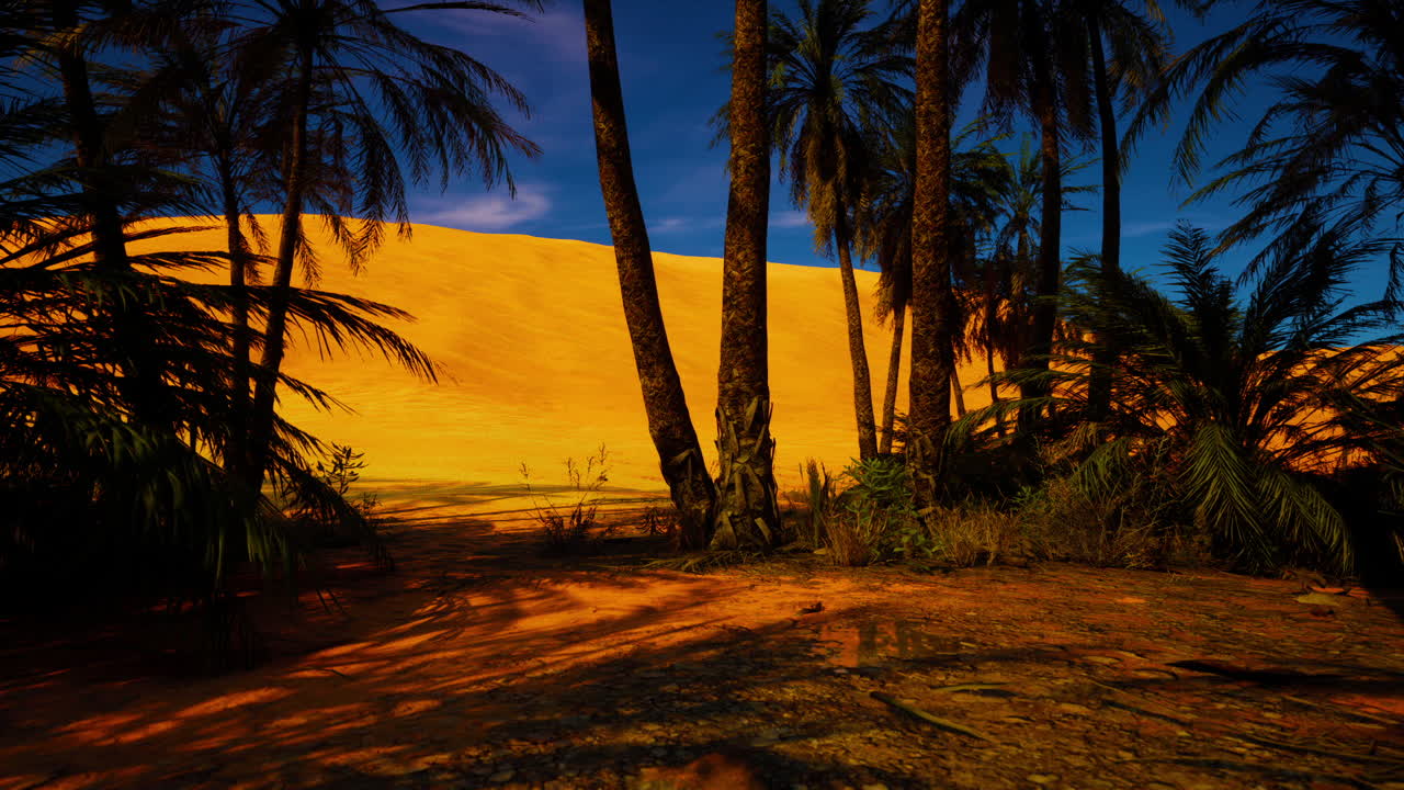 пальмы и песчаные дюны в пустынном ландшафте