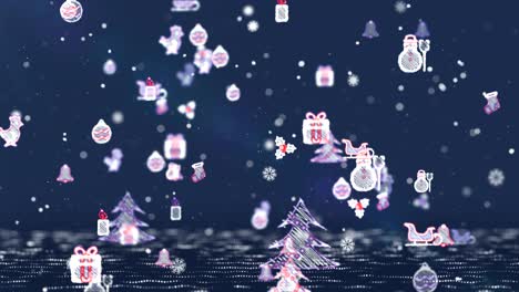 christmas icons background - blue.