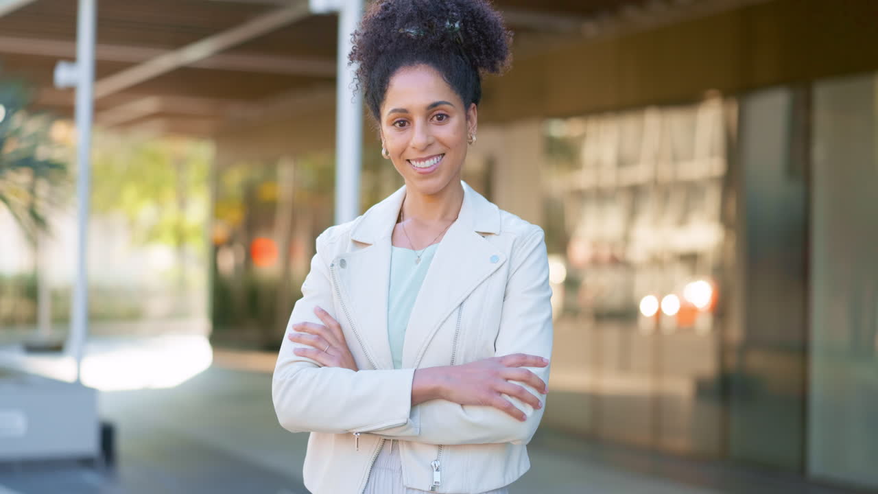 feliz, viajar e mulher na cidade com um sorriso