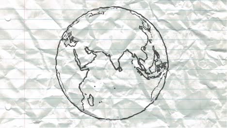 earth drawing paper cartoon hand drawn animation spinning globe world pen loop