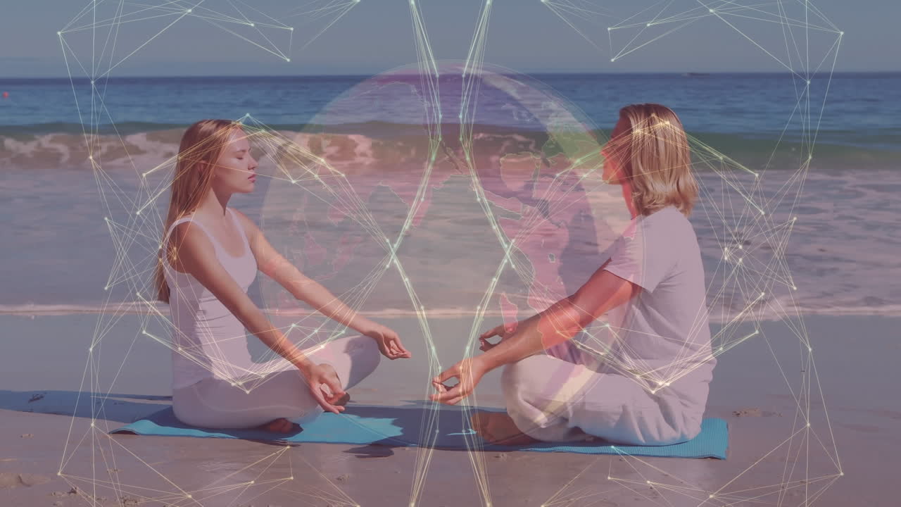 анимация сети связей между женщинами и мужчинами, занимающимися спортом на открытом воздухе