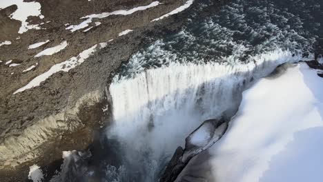 iceland waterfall dettifoss aerial drone