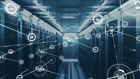 animation of network of connections with computers in background