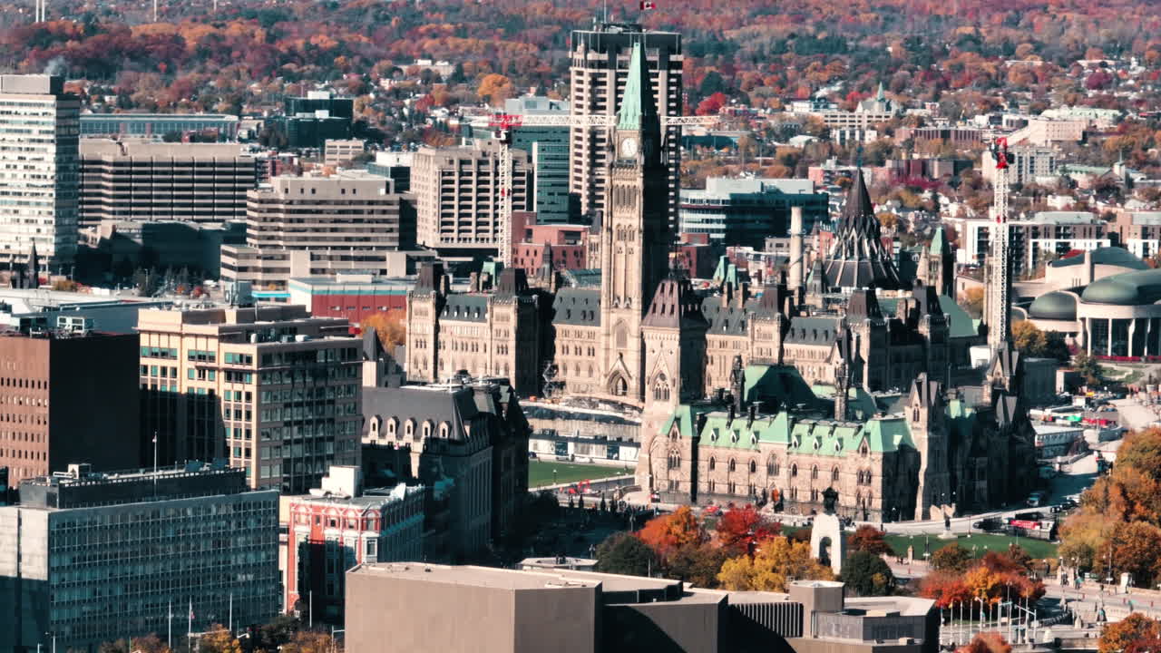 의회 언덕 가을 공중 긴 렌즈 줌