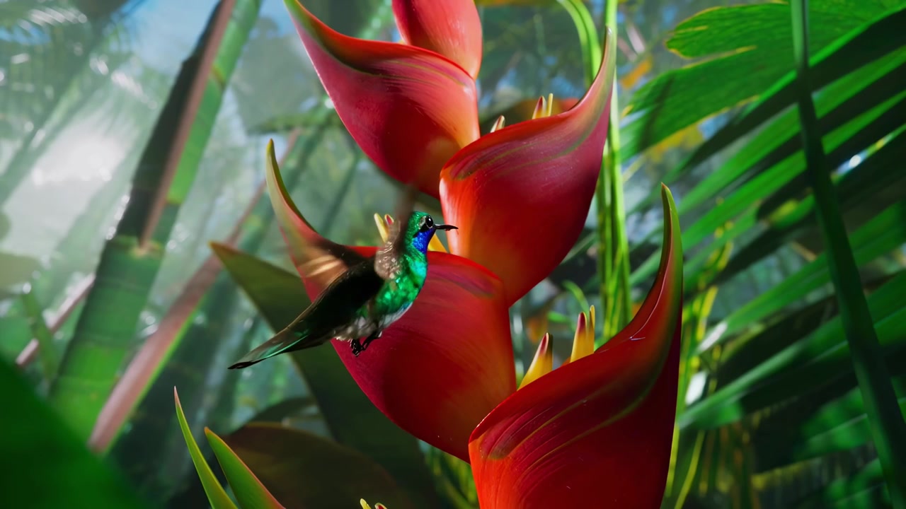 Jungle animée vibrante avec une faune exotique et des plantes luxuriantes