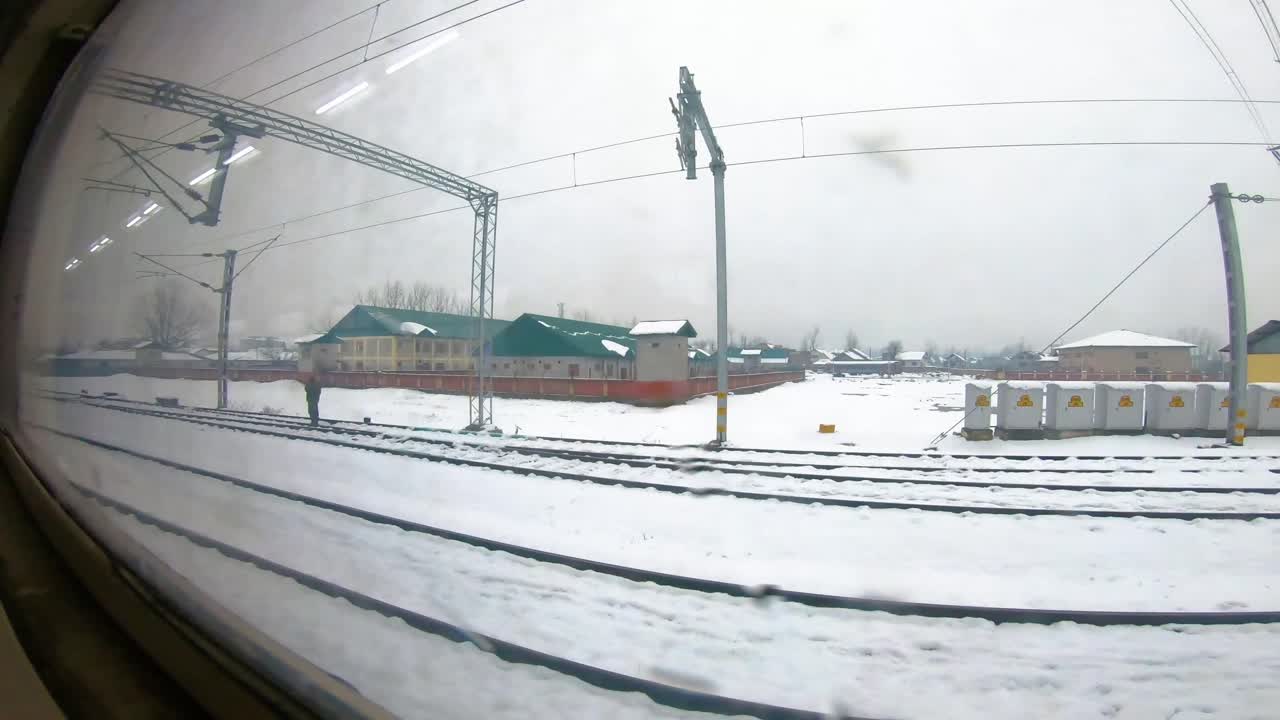 Indian Railway Journey with Snowfall in Kashmir Valley, srinagar, badgam, banihal, anantnag railway station