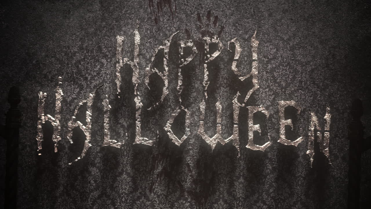 God Halloween på skrekkvegg i mørk hotellgang