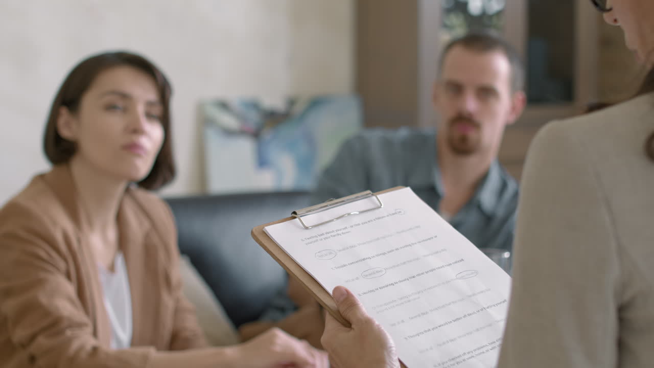 Slowmo of Female Couples Therapist Talking to Clients