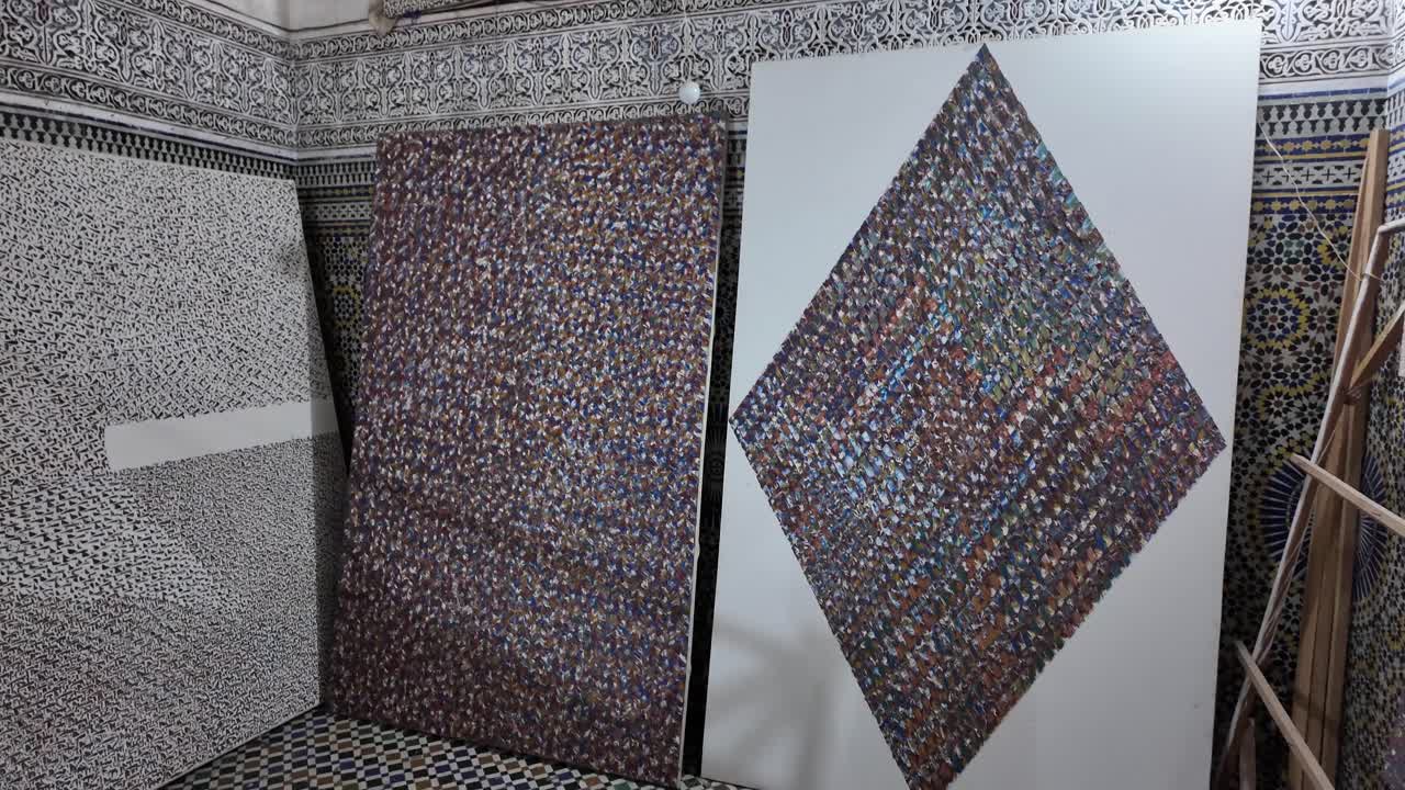 이슬람 무슬림 아랍 미술 그림 리야드 궁전 내부 메디나 페스 모로코