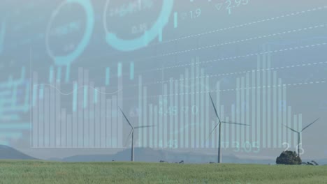 Animation-Der-Statistischen-Datenverarbeitung-Vor-Sich-Drehenden-Windmühlen-Auf-Grasland