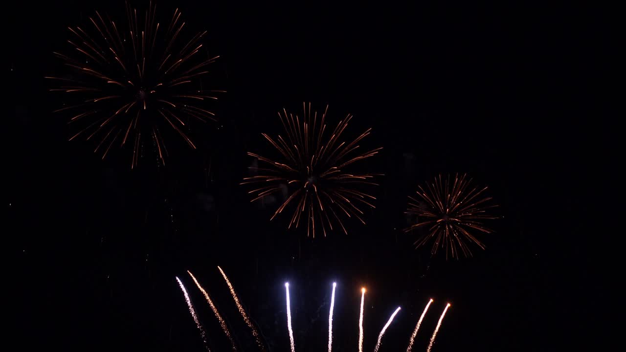 Beautiful colourful fire work display at night for celebration in festival