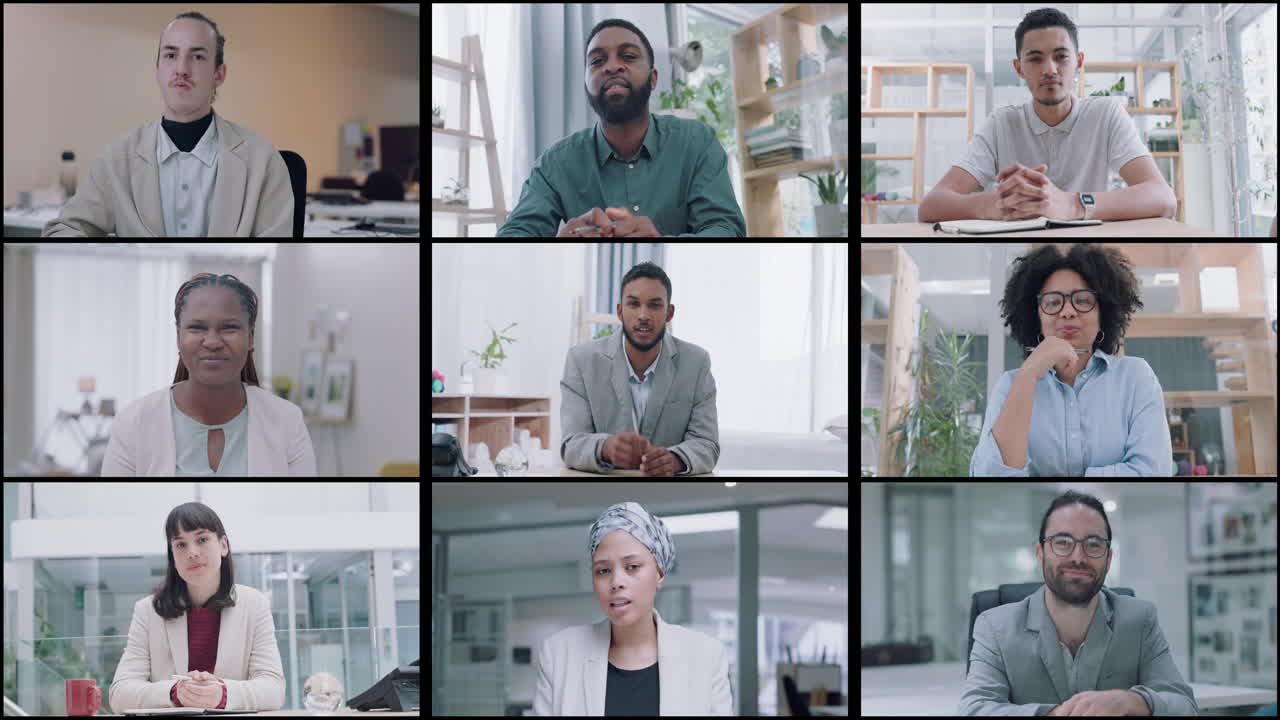 Video conference call, meeting collage