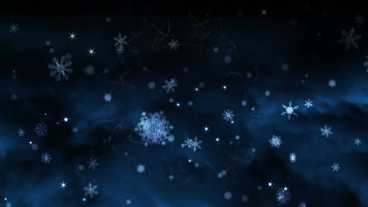 Animasjon av fallende snø over svart bakgrunn