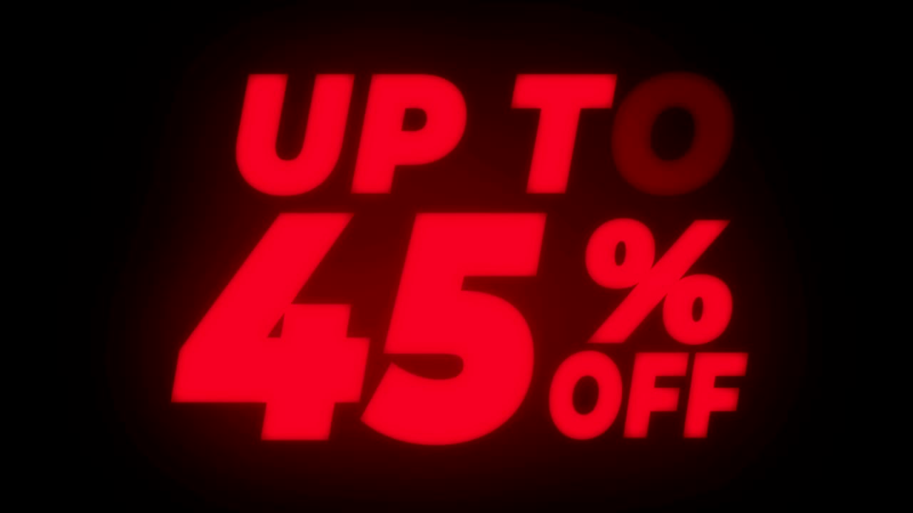 hasta un 45% de descuento en el ciclo promocional de pantalla parpadeante de texto.