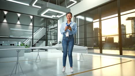 woman in modern futuristic office