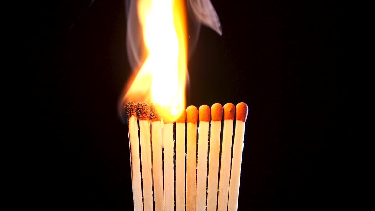 Matches light up one by another in series