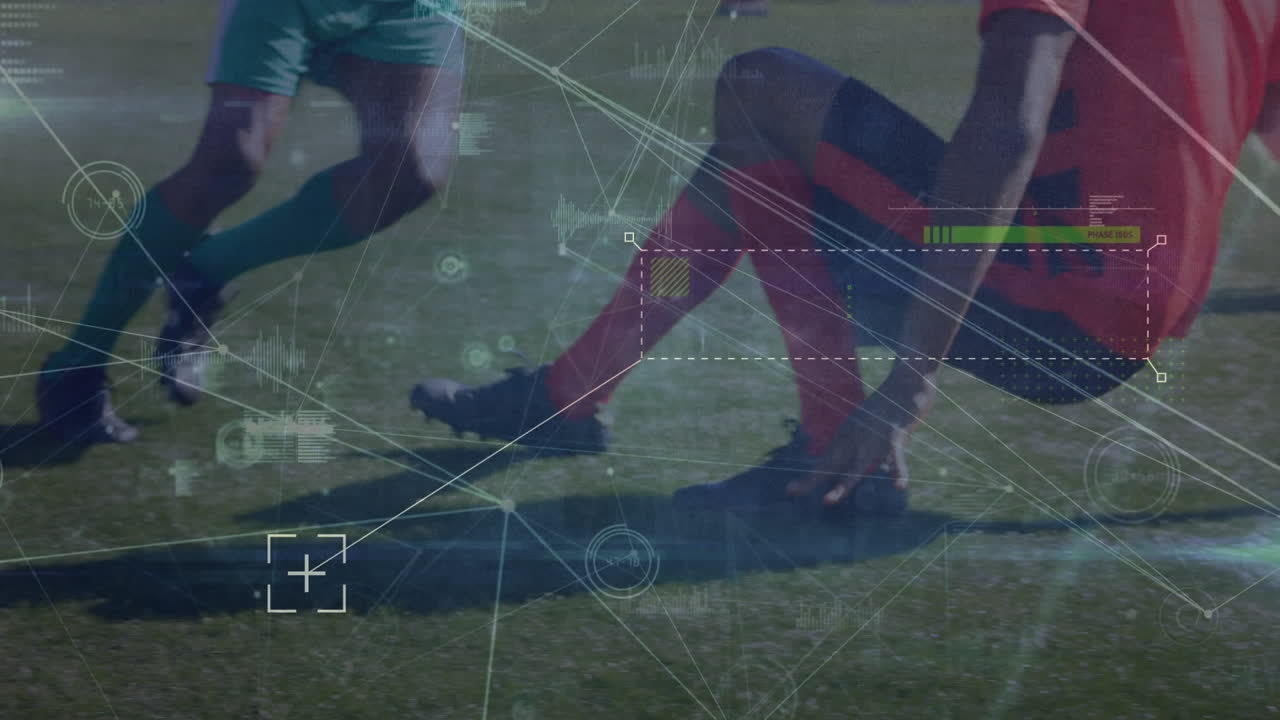 다양한 남성 축구 선수에 대한 데이터 처리 애니메이션