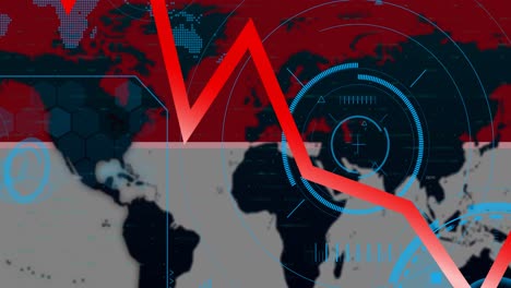 animation of data processing over world map