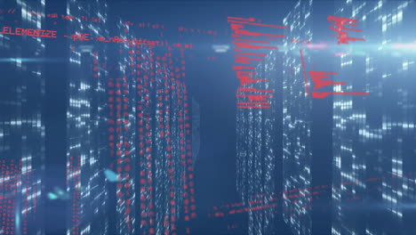 animation of data processing on navy background with lights