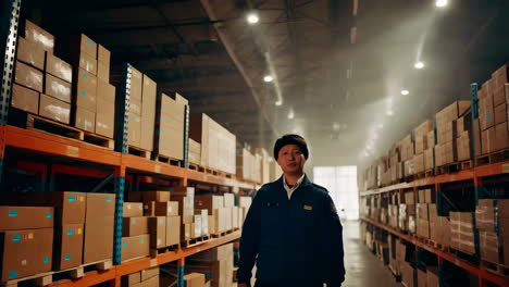 warehouse worker inspecting inventory