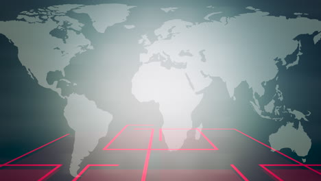animación gráfica de noticias con fondo abstracto de cuadrícula y mapa mundial