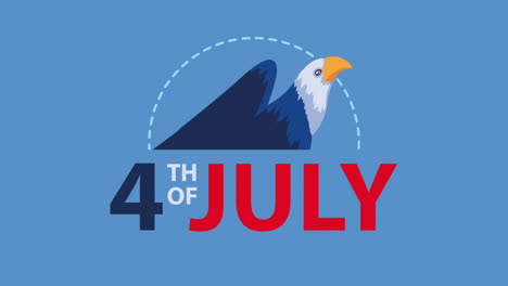 happy independence day usa lettering and eagle flying