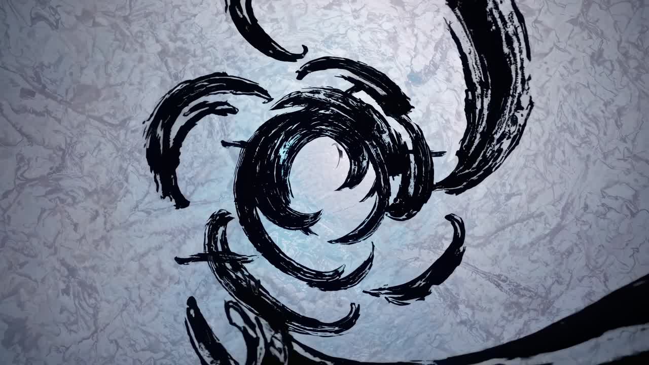 Desenli arka planda soyut siyah fırça darbeleri