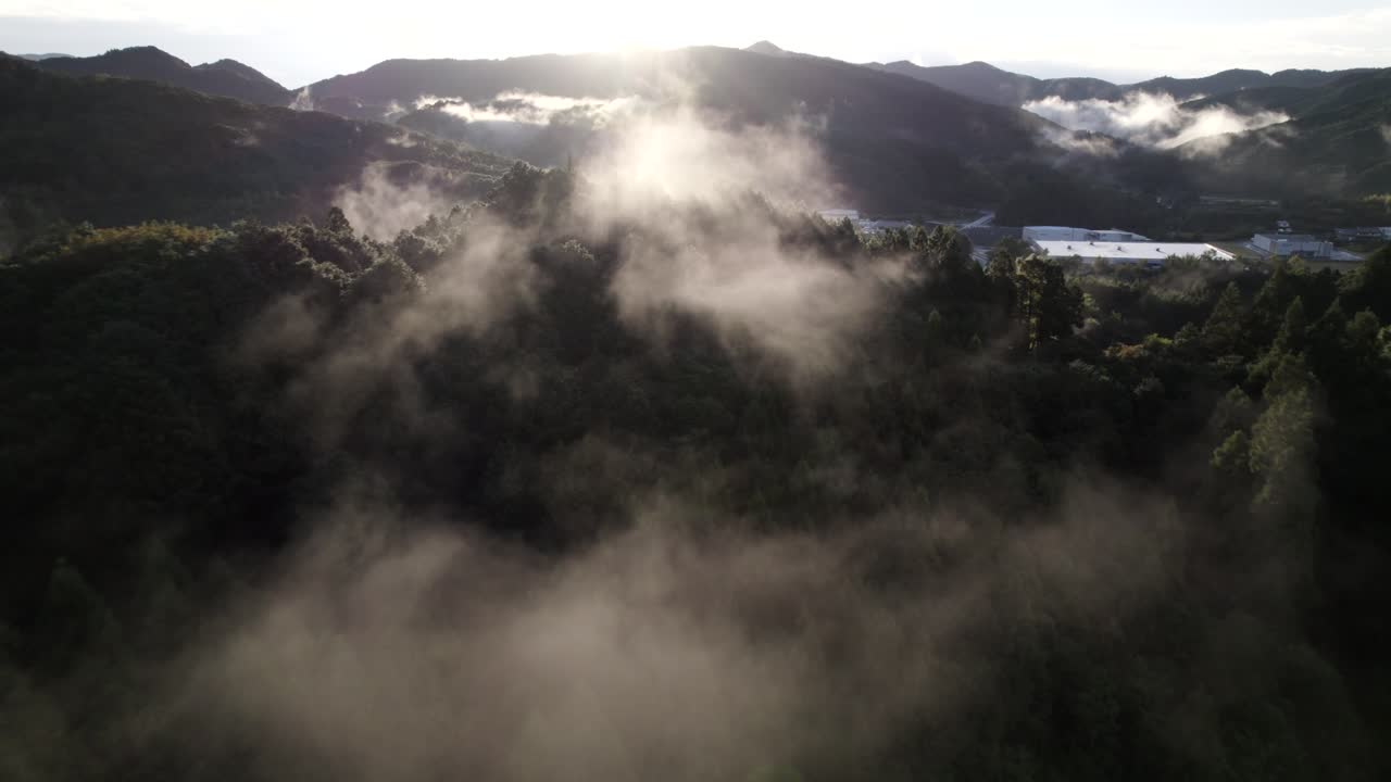 Breathtaking aerial 5.4K footage showcasing the vast, lush green mountain ranges of Shikoku Island, captured with a DJI drone