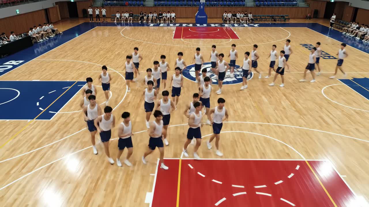 Students performing in a gymnasium