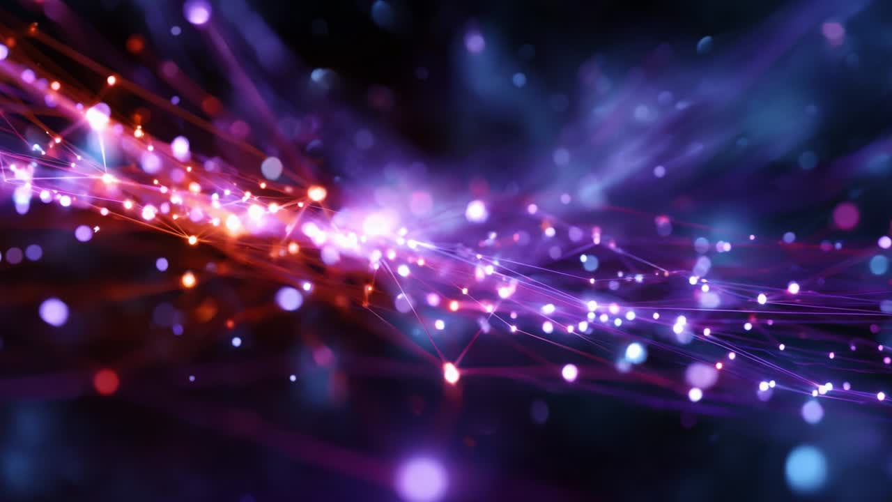 Abstract Network of Glowing Dots and Lines