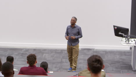 students leaving the room at the end of a university lecture, shot on r3d