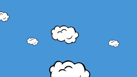 animación de nubes sobre un fondo azul