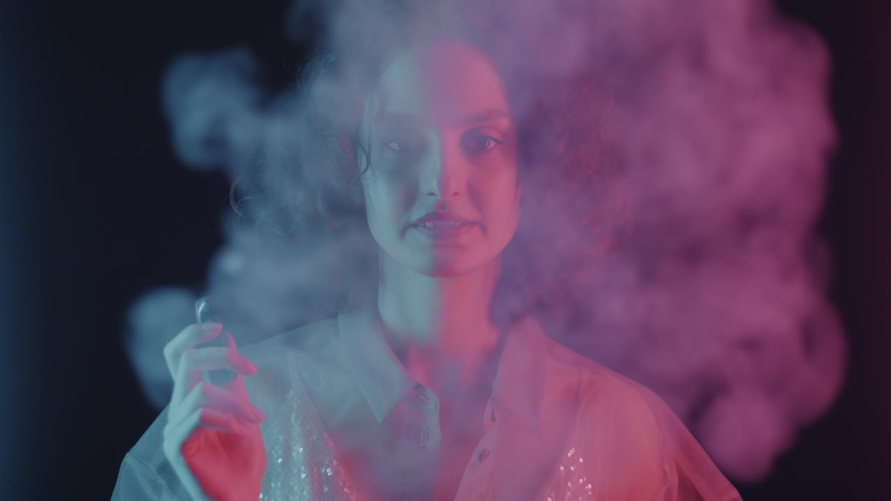 Neon Vapor Portrait of a Woman