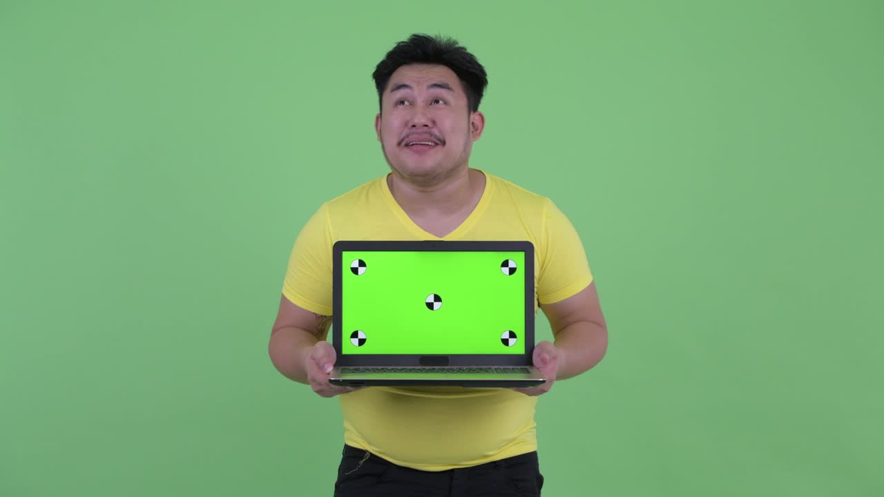 젊은, 잘생긴, 과체중인 아시아 남성