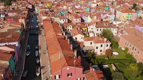 aerial view of the colorful houses at the island of burano, venice, italy