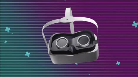 animation of vr headset over abstract shapes