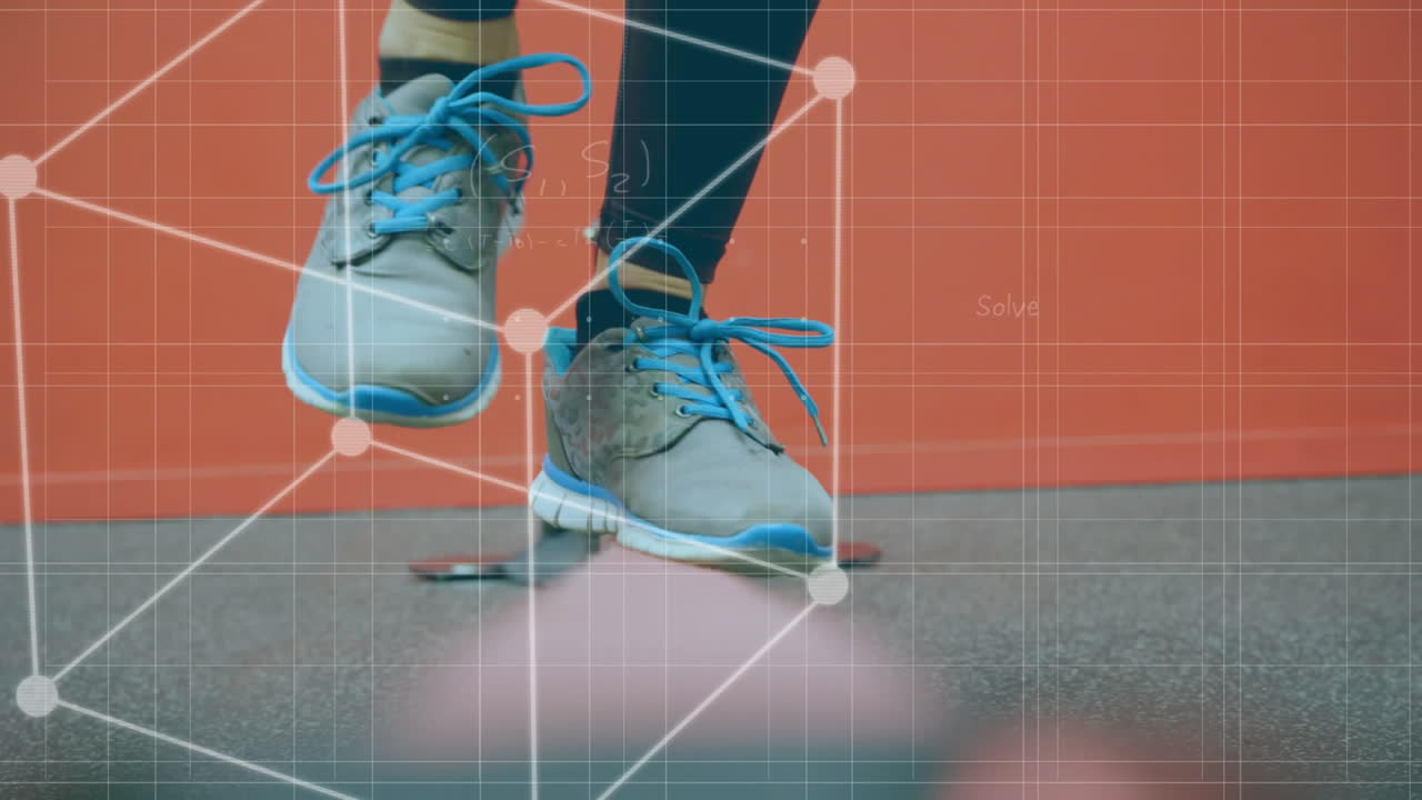 애니메이션 배경에 있는 소녀 운동.