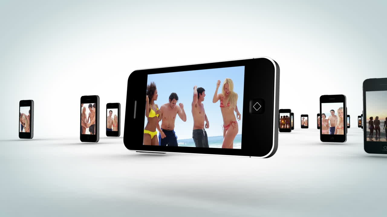 Video of attractive young people at beach