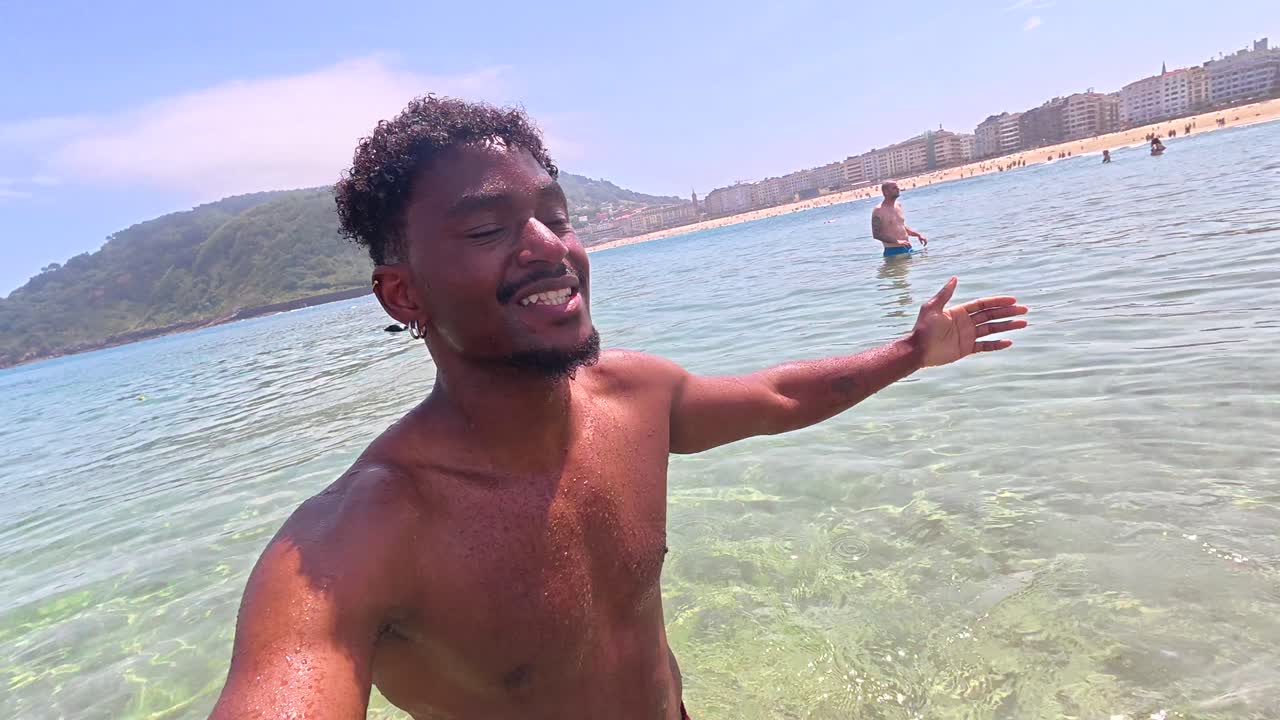 Man swimming at the beach