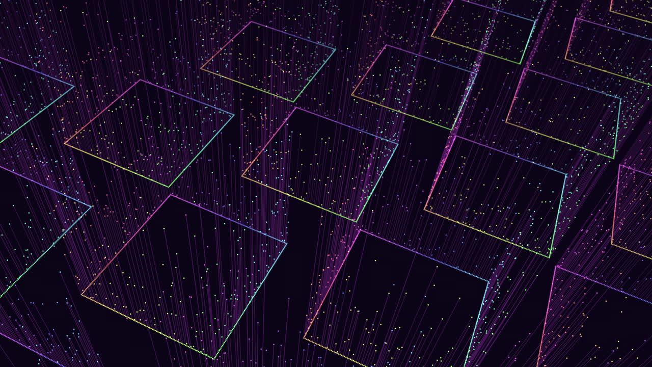 A 3D grid of purple and blue squares in a checkerboard pattern, seemingly floating in the air, is the focal point of this image, devoid of any other elements