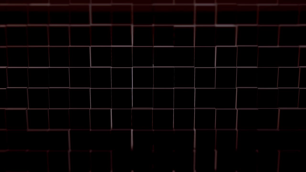 추상적인 검은색 캐스케이딩 큐브 배경이 회전하고 천천히 다가오고 있습니다.