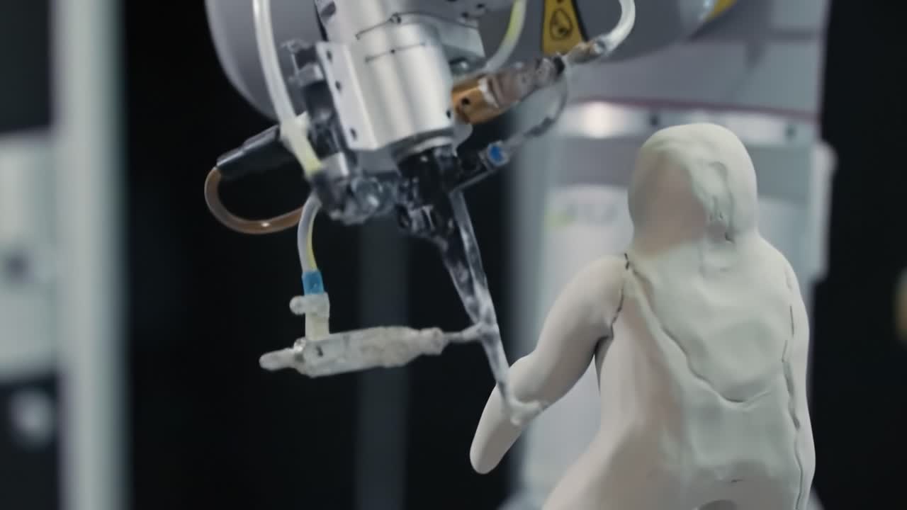 Exploring the Intricacies of Robotic Manipulation: A Close-Up on the Precision and Detail of Robotic Systems Interacting with a Sculpted Model