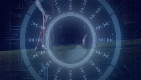 animación del procesamiento de datos sobre un jugador de fútbol masculino.