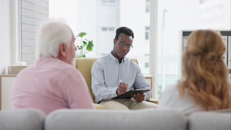 senior, couple and therapy with psychologist