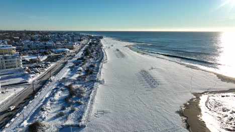 snow covered beach in winter